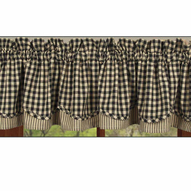 Black Nutmeg Heritage House Check Black Fairfield Valance Lined VF100011 - The Fox Decor